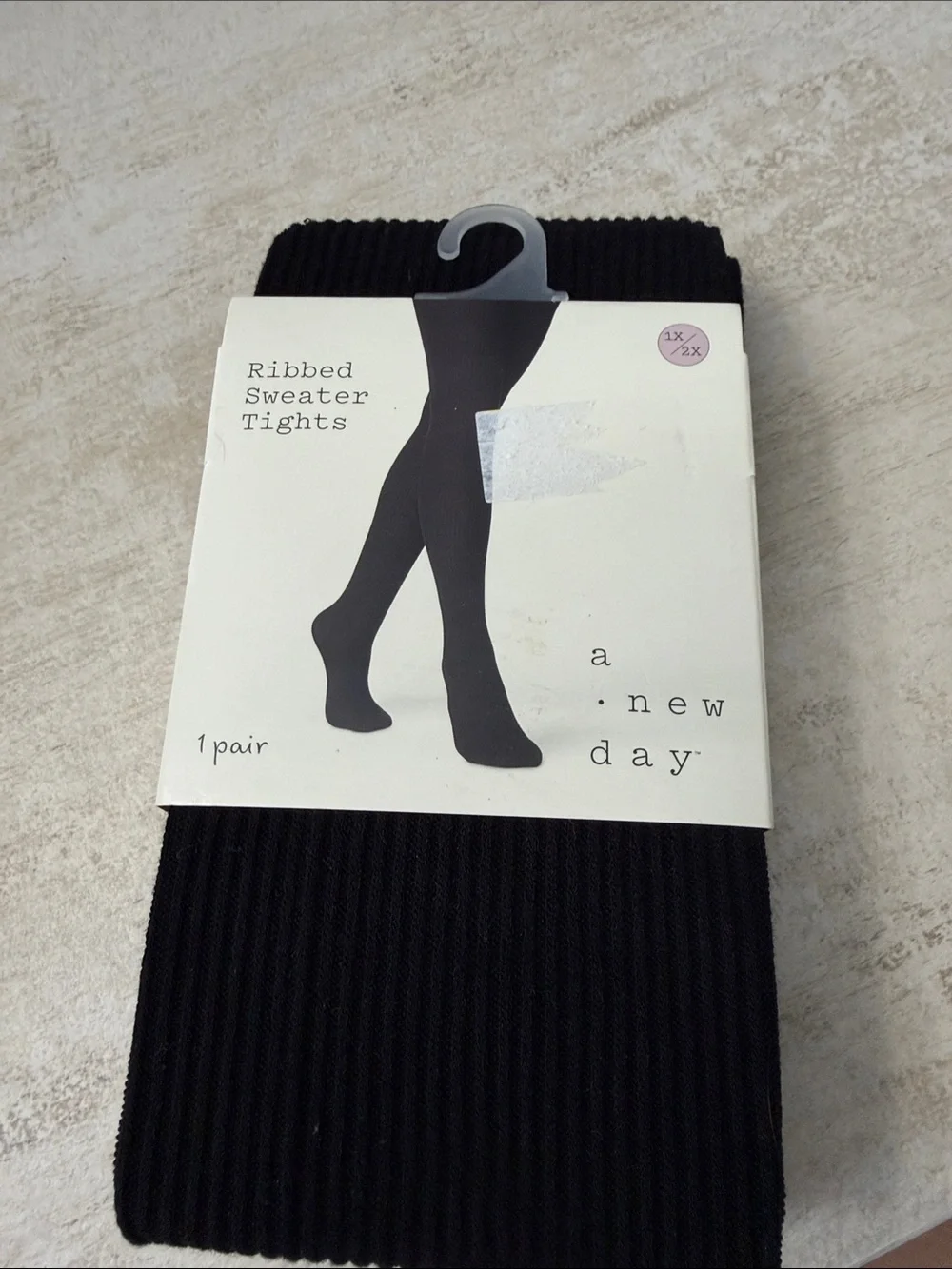 a new day Black Ribbed Sweater Tights